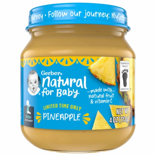 Gerber® Sitter 2nd Foods® Pineapple Infant Puree Jar Perspective: front