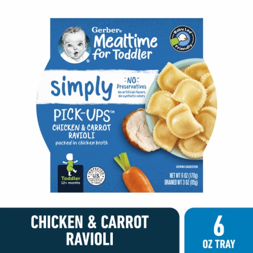 Gerber Pick-Ups Chicken and Carrot Ravioli in Chicken Broth Toddler Meal Perspective: front