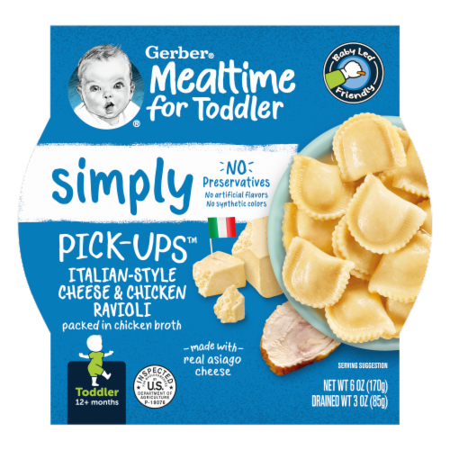 Gerber Toddler Food Italian-Style Cheese & Chicken Ravioli Pick-Ups Perspective: front