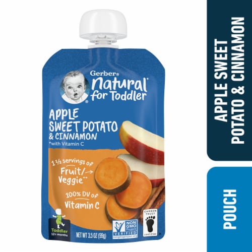 Gerber® Natural Apple Sweet Potato with Cinnamon Toddler Pouch Perspective: front