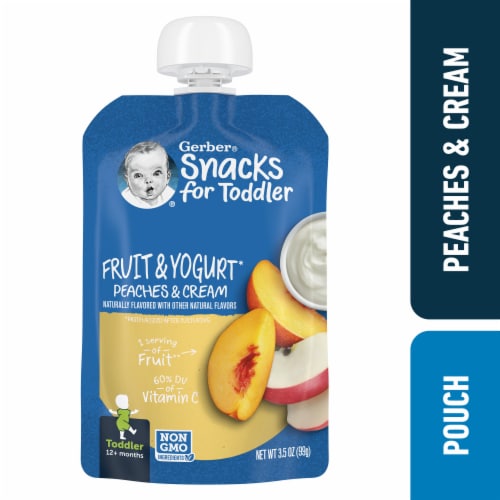Gerber® Toddler Fruit & Yogurt Peaches & Cream Pouch Perspective: front