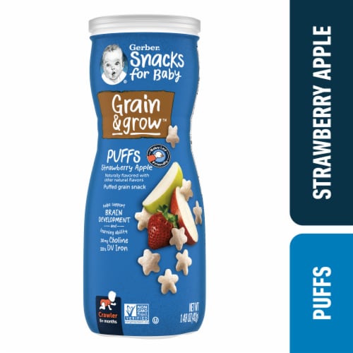 Gerber® Crawler Puffs Strawberry Apple Cereal Snack Perspective: front