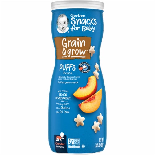 Gerber® Grain and Grow™ Crawler Peach Puffs Snack Cannister Perspective: front