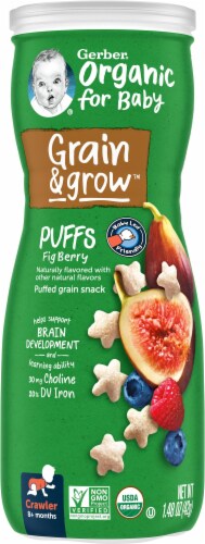 Gerber Crawler Organic Puffs Fig Berry Grain Snack Perspective: front