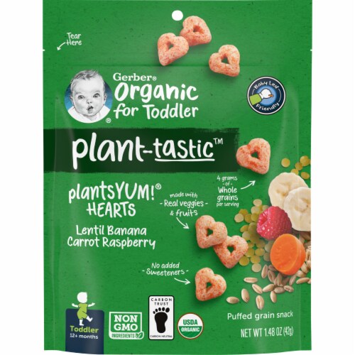 Gerber® Lentil Banana Carrot Raspberry Organic Puff Snack Perspective: front