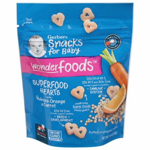 Gerber® Wonderfoods™ Superfood Hearts Quinoa Orange Carrot Snack Perspective: front