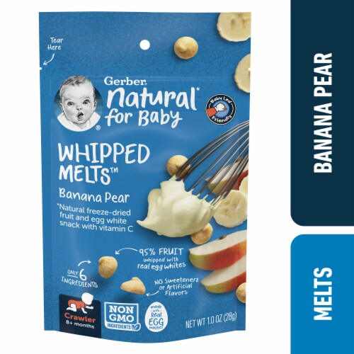Gerber Natural Whipped Melts Baby Snacks Banana Pear 0.85 oz Bag Perspective: front