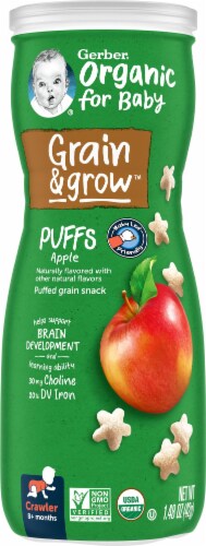Gerber® Organic Puffs Apple Puffed Grain Snack Perspective: front