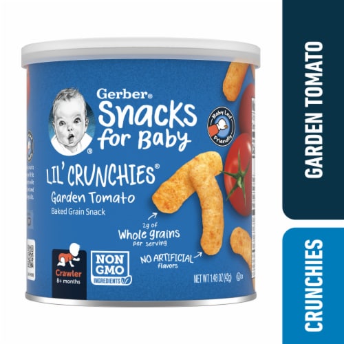 Gerber Snacks for Baby Lil Crunchies Garden Tomato Puffs Perspective: front