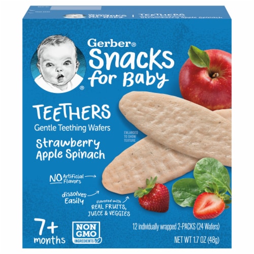 Gerber Snacks for Baby Teethers Strawberry Apple Spinach Perspective: front
