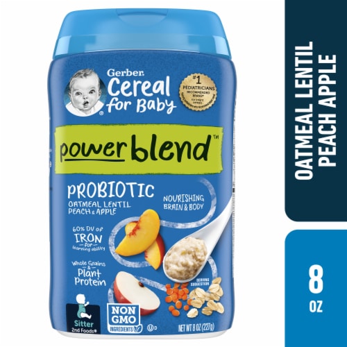 Gerber® 2nd Foods Probiotic Peach Apple Stage 2 Oatmeal Cereal Perspective: front