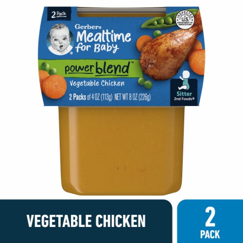 Gerber 2nd Foods Baby Foods Vegetable Chicken Dinner 4 oz Tubs (2 Pack) Perspective: front