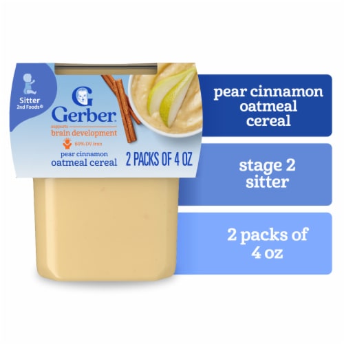 Gerber® 2nd Foods Pear Cinnamon with Oatmeal Cereal Stage 2 Baby Food, 2 ct  / 4 oz - City Market