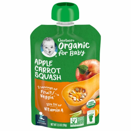 Gerber® Organic Apple Carrot Squash Sitter Pouch Perspective: front