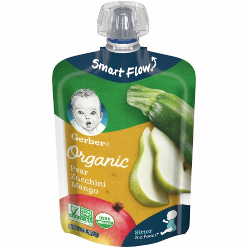 Gerber® Organic 2nd Foods Pear Zucchini & Mango Stage 2 Baby Food Perspective: front