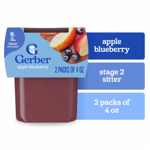 Gerber 2nd Foods Natural for Baby Baby Food Apple Blueberry Tubs Perspective: front