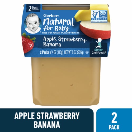 Gerber 2nd Foods Natural for Baby Baby Food Apple Strawberry Banana Perspective: front
