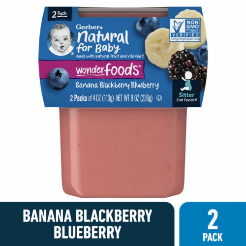 Gerber® 2nd Foods® Banana Blackberry Blueberry Stage 2 Baby Food Perspective: front