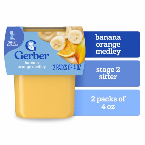 Gerber 2nd Foods Baby Food Banana Orange Medley Tubs Perspective: front