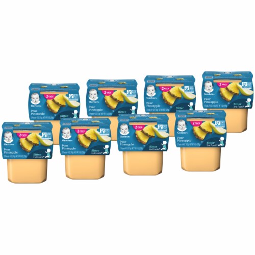 Gerber 2nd Foods Pear Pineapple Stage 2 Baby Food (8 Pack) Perspective: front