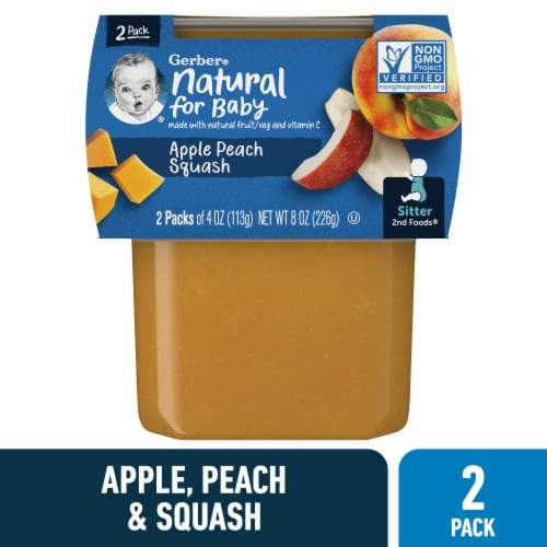 Gerber 2nd Foods Natural for Baby Baby Food Apple Peach Squash Perspective: front