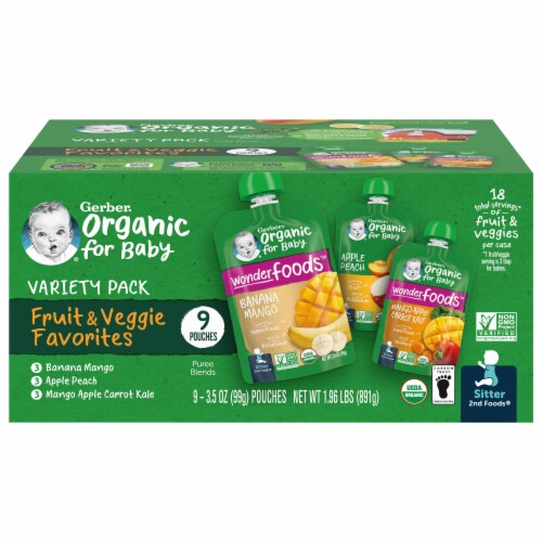 Gerber 2nd Foods Organic Variety Pack Stage 2 Baby Food Perspective: front