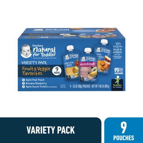 Gerber Fruit & Veggie Toddler Food Variety Pack Perspective: front