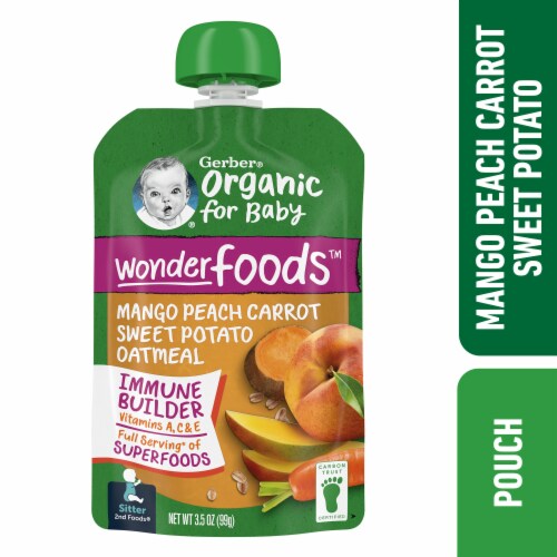 Gerber® Organic Toddler Mango Peach Carrot Sweet Potato & Oatmeal Baby Food Perspective: front