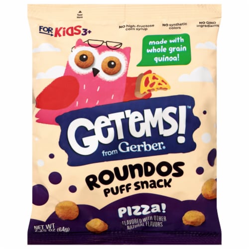 Gerber® Get' Ems™ Infant Age Up Snack Roundo Pizza Bag Perspective: front
