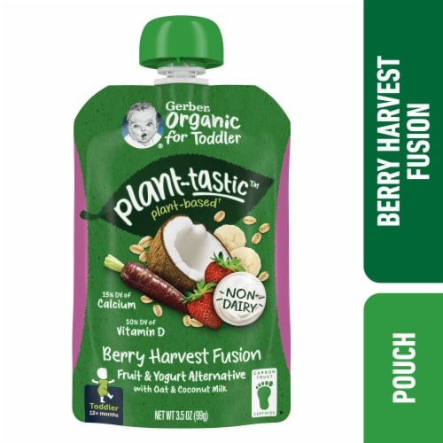 Gerber Organic Baby Food Pouches Plant-tastic Berry Harvest Fruit and Yogurt Alternative Perspective: front