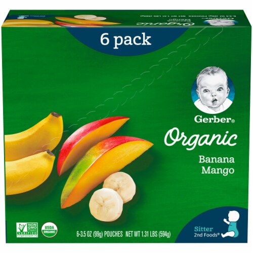 Gerber Organic 2nd Foods Banana Mango Baby Food Perspective: front
