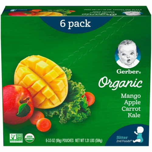 Gerber Organic 2nd Foods Mango Apple Carrot And Kale Baby Food Pouches 6