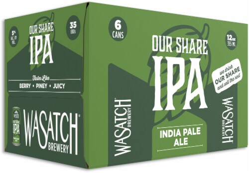 Wasatch® Brewery Our Share IPA Beer Perspective: front