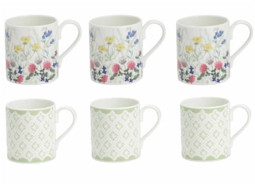 Roy Kirkham ER2176 Nina Campbell English Meadow Larch Mugs, Multi Color - Set of 6 Perspective: front