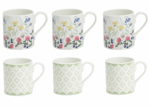 Roy Kirkham ER2176 Nina Campbell English Meadow Larch Mugs, Multi Color - Set of 6 Perspective: front