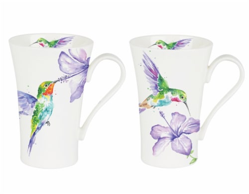 Roy Kirkham ER24121 600 ml Humming Birds Multi Latte Mugs, Multi Color - Set of 6 Perspective: front