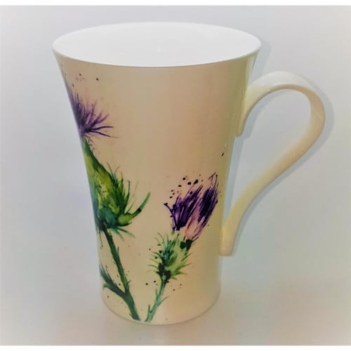Roy Kirkham ER24143 600 ml Thistles Multi Latte Mugs, Multi Color - Set of 6 Perspective: front