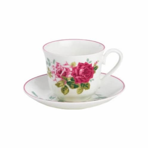 Roy Kirkham ER27120 230 ml Rosa Alba Teacup & Saucer - Set of 2 Perspective: front