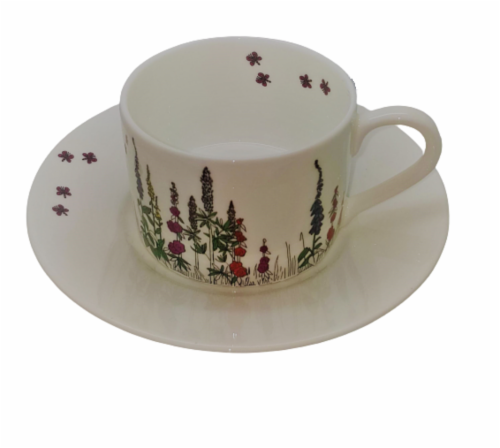 Roy Kirkham ER2780 230 ml Cottage Garden Teacup & Saucer - Set of 2 Perspective: front