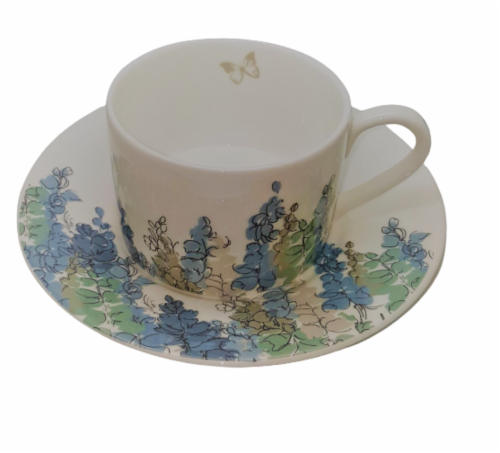 Roy Kirkham ER2781 230 ml Fairfield Blue Teacup & Saucer - Set of 2 Perspective: front
