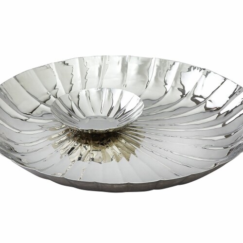 Leeber 72391 Silver Round Serve & Dip Tray, 13 in. Perspective: front