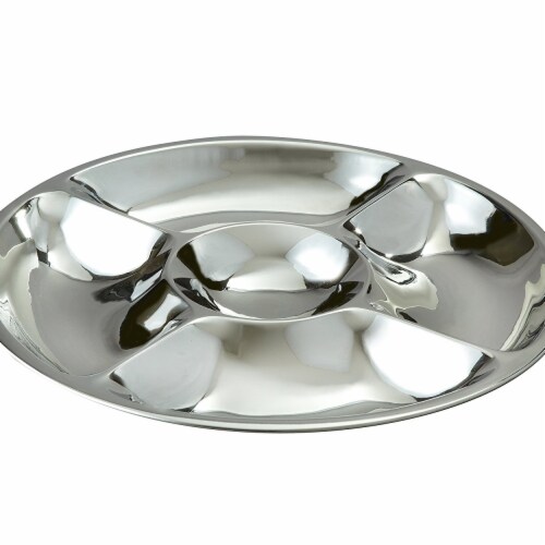 Leeber 72569 Elegance Silver 5 Section Dip & Serve Tray, 15 in. Perspective: front