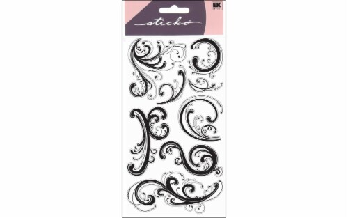 Sticko® Dainty Black Flourishes Stickers Perspective: front