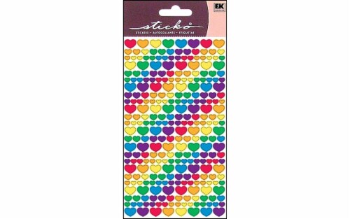 Sticko Metallic Rainbow Hearts Sticker Sheet Perspective: front