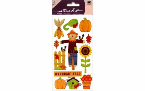EK Success Sticko® Glitter Welcome Fall Stickers Perspective: front