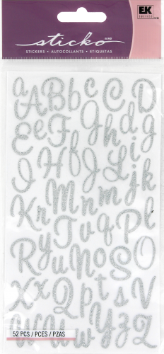 EK Success Sticko Alphabet Sweetheart Script Stickers Perspective: front