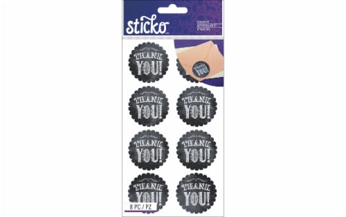 Sticko Chalk Thank You Sticker Sheet -6 Piece - Black Perspective: front