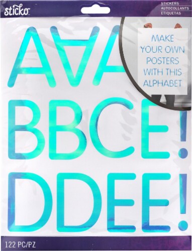 Sticko 52-9XL-676 Extra Large Iridescent Alphabet Stickers - Light Blue Rounded Thin, 1 - Kroger