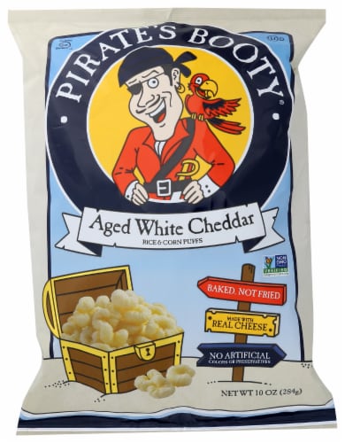 Pirate's Booty Aged White Cheddar Baked Rice & Corn Puffs Perspective: front