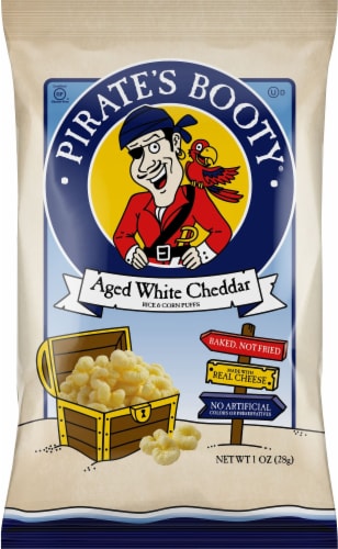 Pirate's Booty Aged White Cheddar Baked Rice & Corn Puffs Perspective: front